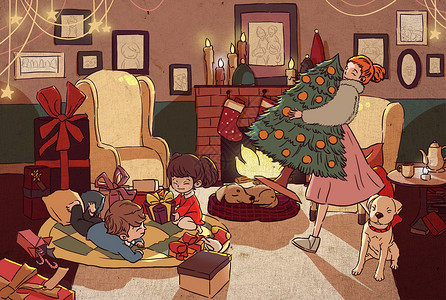 家居宣传画册封面图片圣诞节插画插画