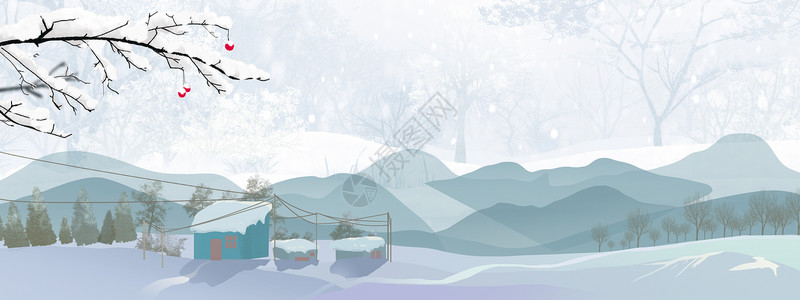 冬季的树林雪景冬天背景设计图片