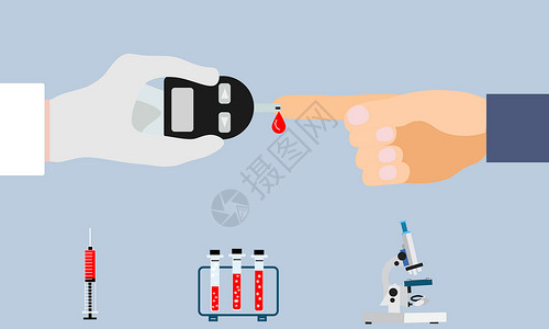 近代中国医生为患者检查血糖插画