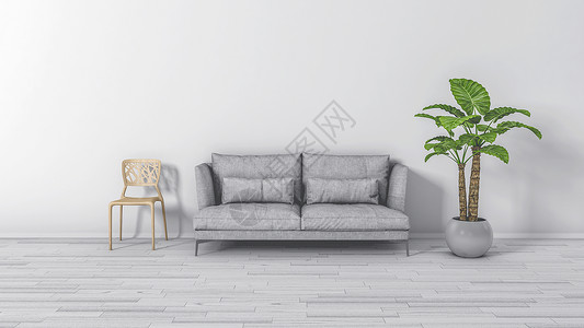 客厅米黄色沙发北欧风格室内背景设计图片