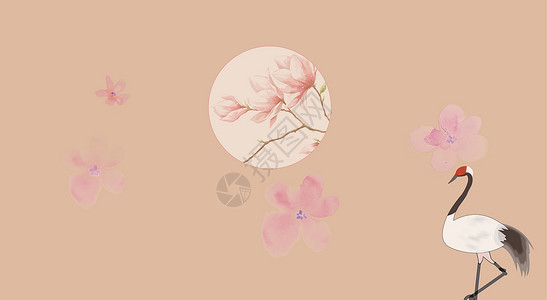 花朵免费下载古典花枝仙鹤banner设计图片