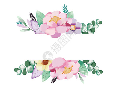 手绘水彩花朵装饰框背景图片