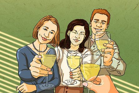 酒与女人素材聚会庆祝插画插画