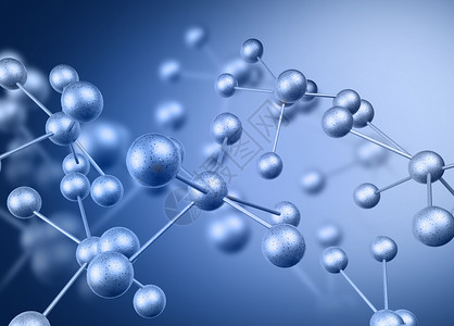 立体分子小球蓝色科技背景设计图片
