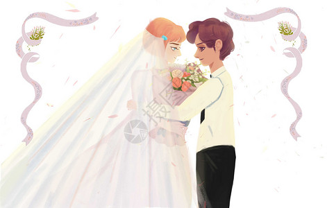 结婚婚礼插画背景图片