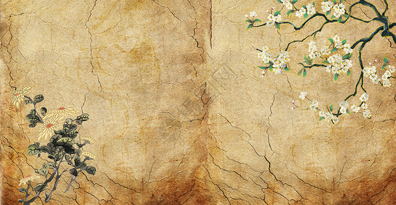 古文字背景古典水墨花卉背景设计图片