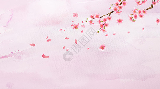 樱花风景水彩粉色高清图片
