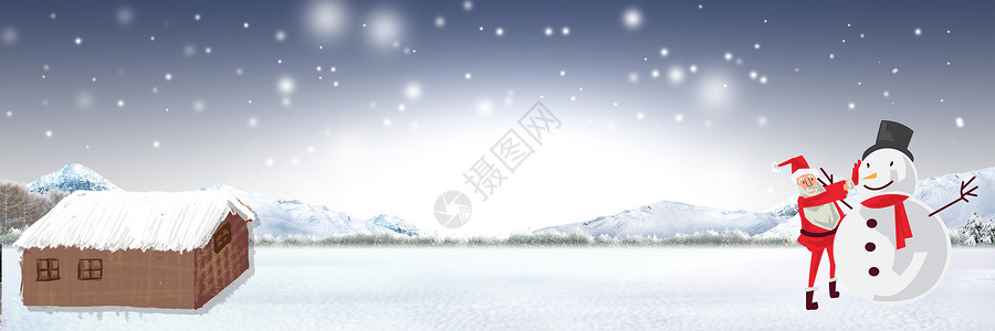 下雪房子冬天背景设计图片