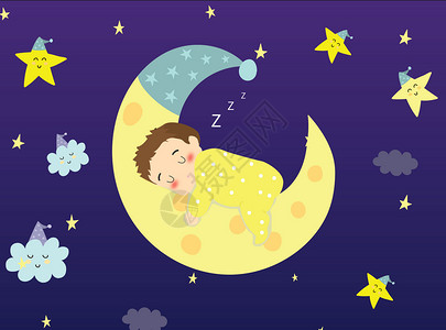 床婴儿美好甜蜜的梦插画