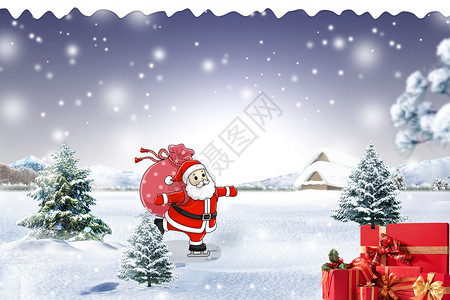 雪地元素圣诞快乐设计图片
