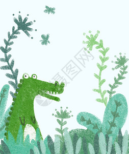 动物插画卡通插画小鳄鱼高清图片
