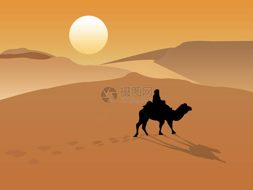 独自行走在沙漠中图片