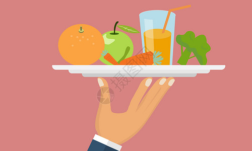 手洗水果健康饮食插画