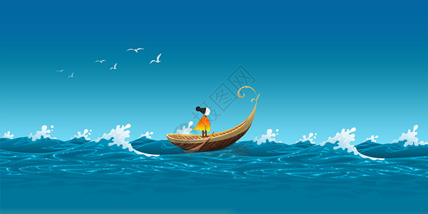 创意船航海矢量背景插画