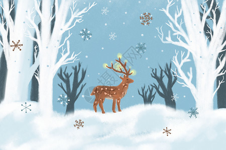 雪地麋鹿梅花鹿圣诞高清图片