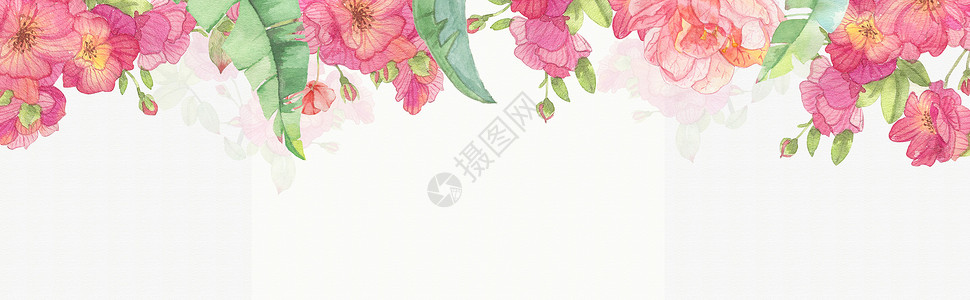 节日活动展板水彩花卉背景插画