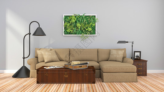 米色的墙素材简约中式风家具效果设计图片