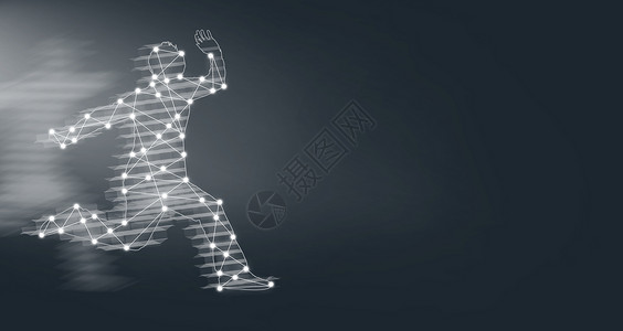 科技人奔跑奔跑的人线条科技背景设计图片
