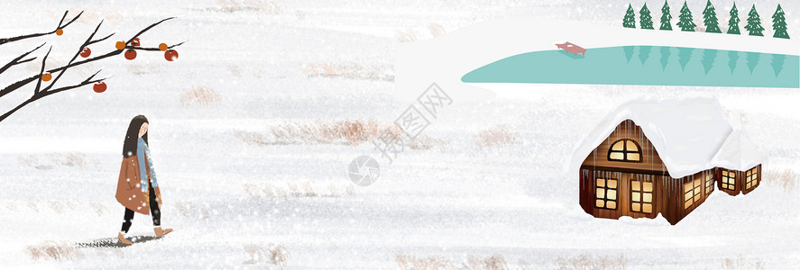 女人滑雪冬天下雪背景设计图片