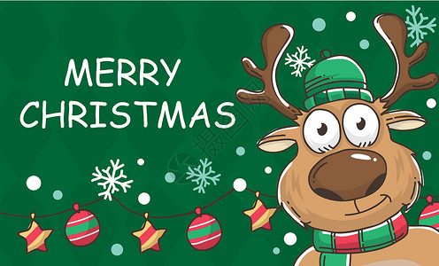 绿色底纹圣诞圣诞驯鹿插画插画