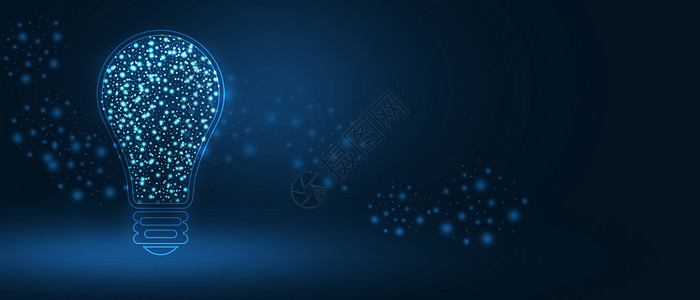 蓝色电灯泡创意电灯泡科技banner背景设计图片