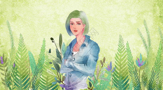 草丛中女性背景图片