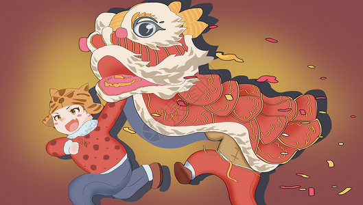 春节舞狮背景图片