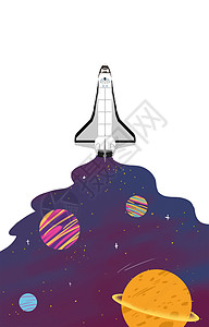 太空手绘插画背景背景图片