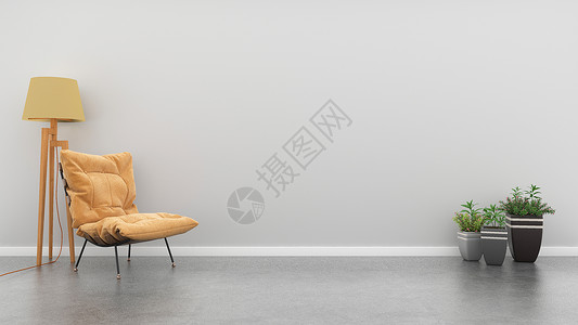 黄色椅子现代简约休闲室内背景设计图片