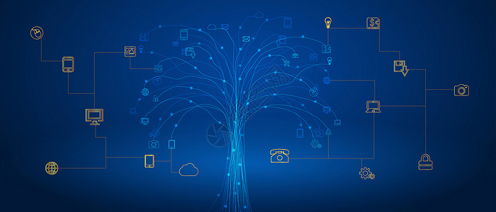 碧根果树互联网信息技术科技背景设计图片