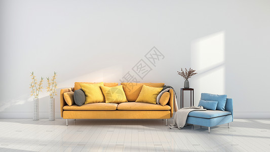 沙发蓝色现代简约家居背景设计图片