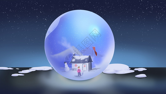 水晶球雪景图片