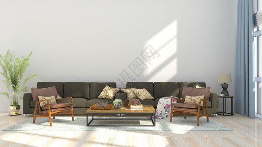 木椅子现代简约家居背景设计图片