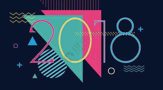 三角形组合2018色彩组合艺术字体设计图片