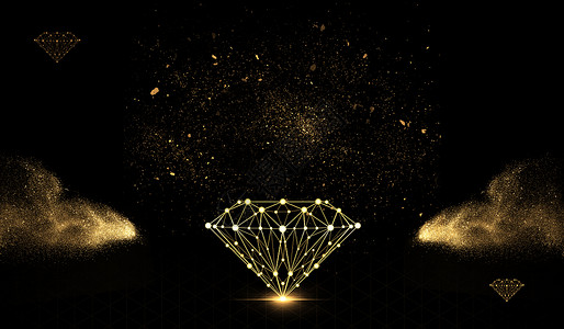 耀眼的钻石黑金科技背景设计图片