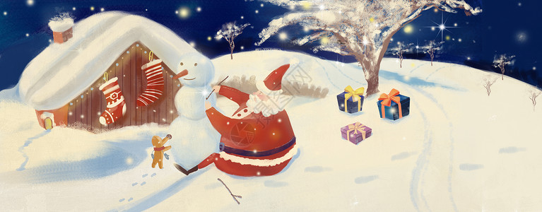 圣诞节插画姜饼雪花高清图片