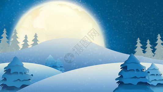雪夜背景插画图片
