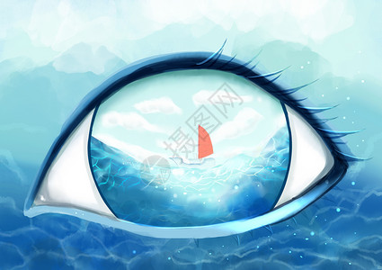 创意海海的眼睛插画