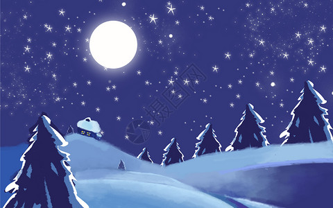 圣诞节松树圣诞雪景背景插画