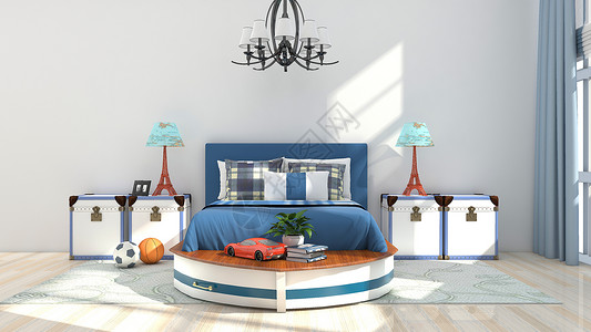窗帘材质北欧简约风卧室家居背景设计图片