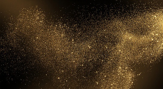 爆炸金色粉末喷溅黑金背景设计图片