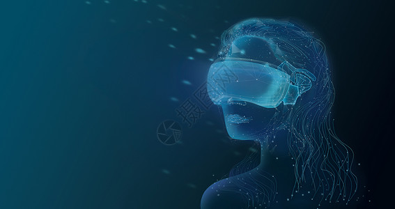 VR眼镜线条现实与虚拟科技设计图片