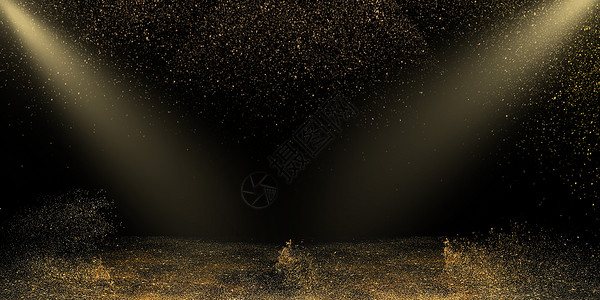 发光舞台灯黑金大气背景设计图片