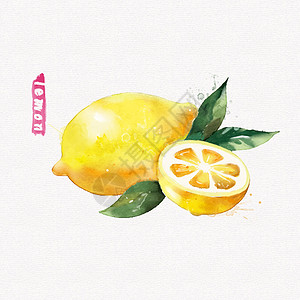水彩蔬菜 柠檬背景图片