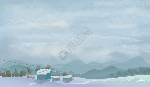 雪房子背景图片