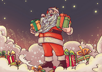 抱礼物的圣诞老人背景图片