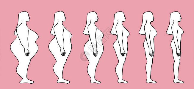 身材好的美女减肥过程插画