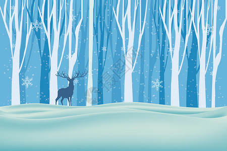 雪地矢量雪地麋鹿插画