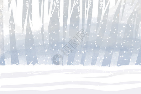 灌木丛树林冬季树林雪景插画
