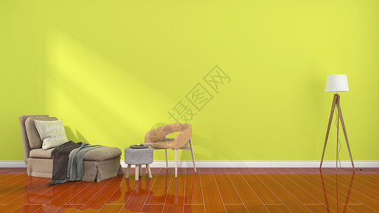 黄色木质沙发清新简约室内家居背景设计图片